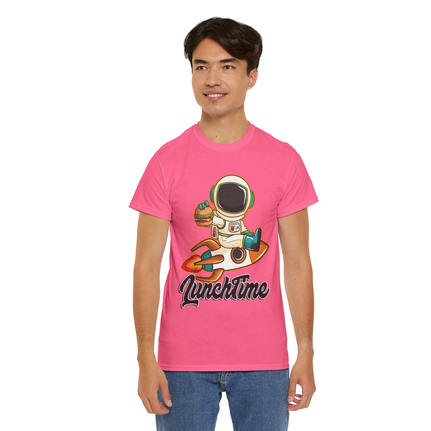 Astronaut Lunchtime Unisex Heavy Cotton Tee - Fun Graphic T-Shirt for Space Lovers, GraphicTees, png, t-shirts, tshirts