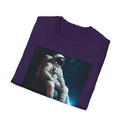 Sitting on an Earth, Cosmic Astronaut T-Shirt, Unisex Graphic Tee, Space Lover Gift, Casual Wear, Astronomy Fan Shirt, Graphic Tee, t-shirt, tshirt, png
