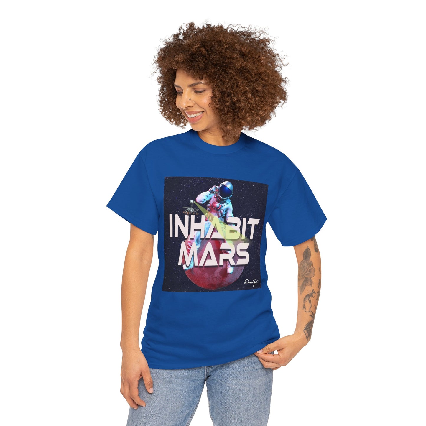 Inhabit Mars, Unisex Heavy Cotton Tee, Space, SpaceX, Universe, UFO, multiverse, graphic design, png, graphic design, t-shirts, tee