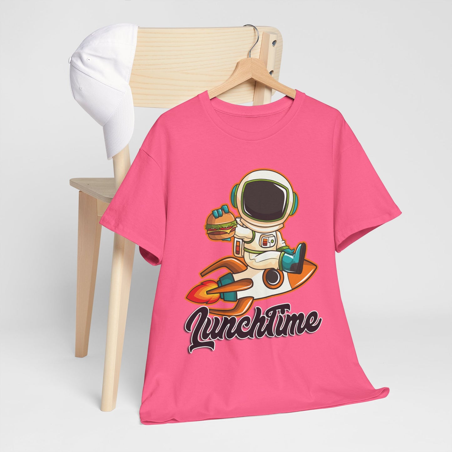Astronaut Lunchtime Unisex Heavy Cotton Tee - Fun Graphic T-Shirt for Space Lovers, GraphicTees, png, t-shirts, tshirts