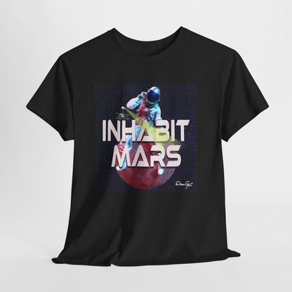 Inhabit Mars, Unisex Heavy Cotton Tee, Space, SpaceX, Universe, UFO, multiverse, graphic design, png, graphic design, t-shirts, tee