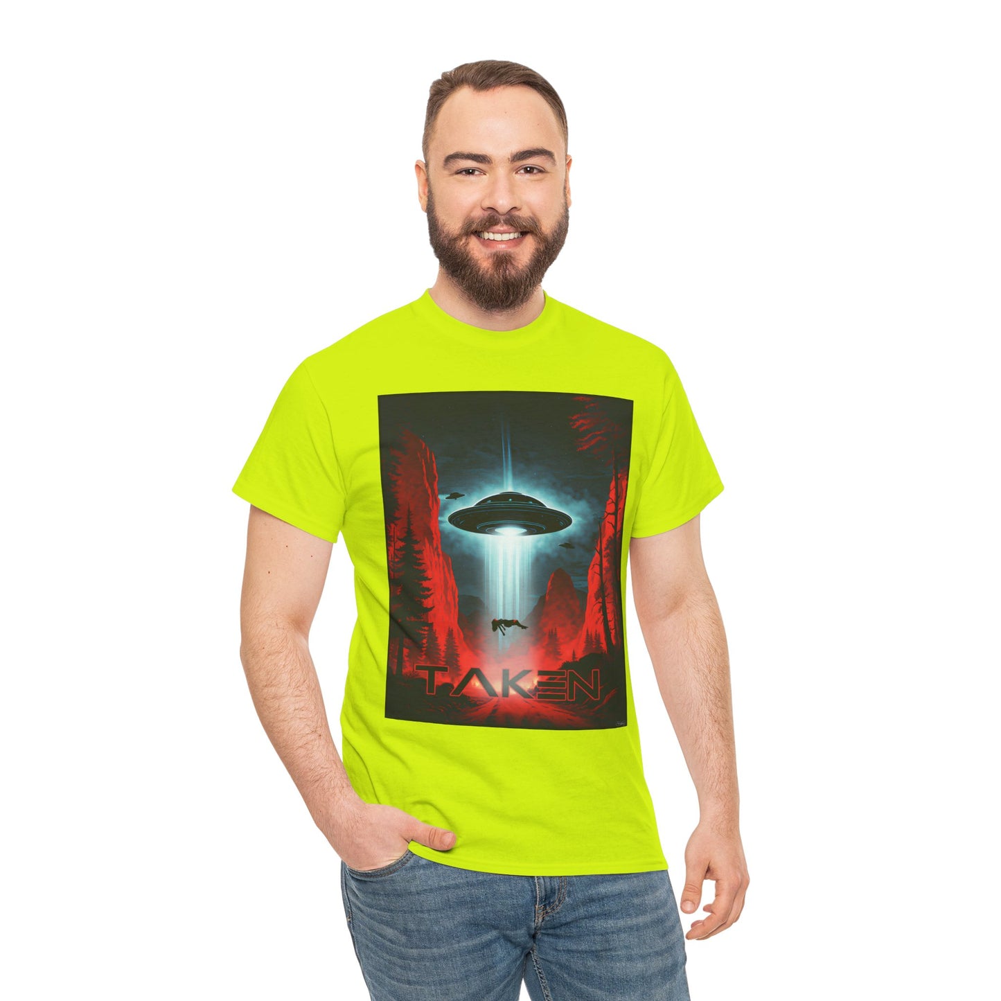 Taken, Unisex Heavy Cotton Tee, UFO inspired t-shirt, graphic design, art, png, t-shirts, tshirts, tee