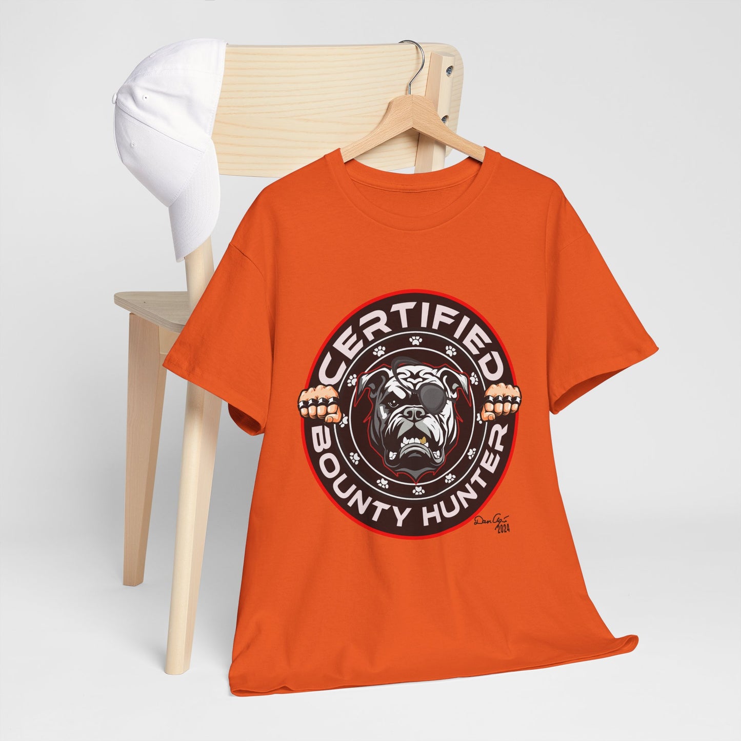 Certified Bounty Hunter, Unisex Heavy Cotton Tee, comedy, bulldog, print design, png, GraphicTees