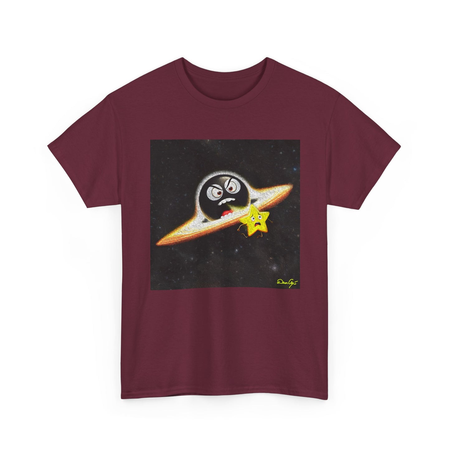 BlackHole Chasing Star, Space-Themed Unisex Heavy Cotton Tee with Cartoon Penguin Design, graphic design, png