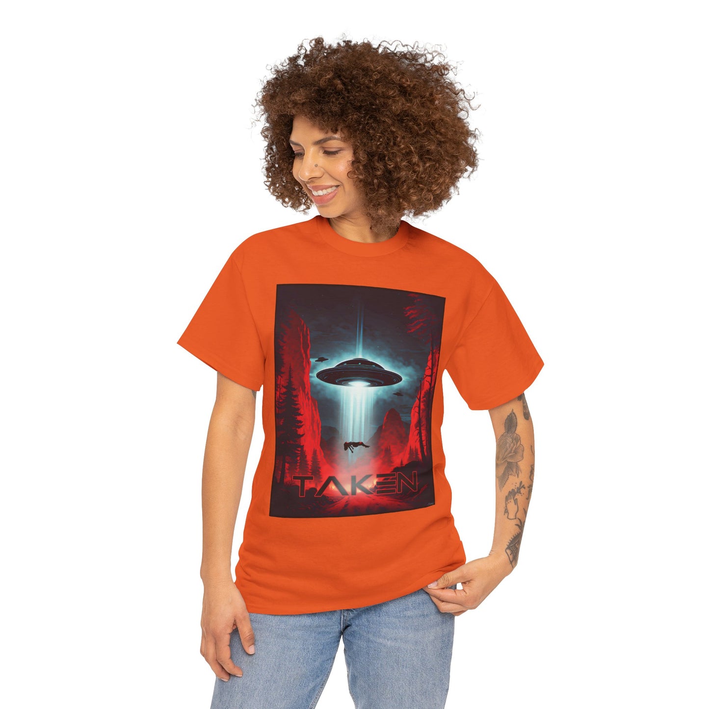 Taken, Unisex Heavy Cotton Tee, UFO inspired t-shirt, graphic design, art, png, t-shirts, tshirts, tee