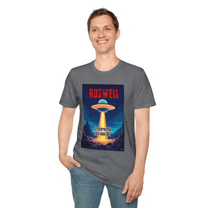 Roswell Alien Encounter Unisex T-Shirt, Retro Space UFO Tee, Sci-Fi Lovers Gift, Convention Wear, Extraterrestrial Tee, graphic design, png