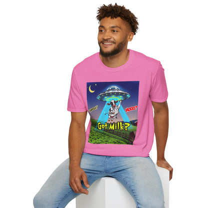 Got Milk? Funny Unisex Softstyle T-Shirt, Humorous Tee, Perfect for Cow Lovers, Milking Day, Farm-themed Gifts, Quirky Apparel, graphic