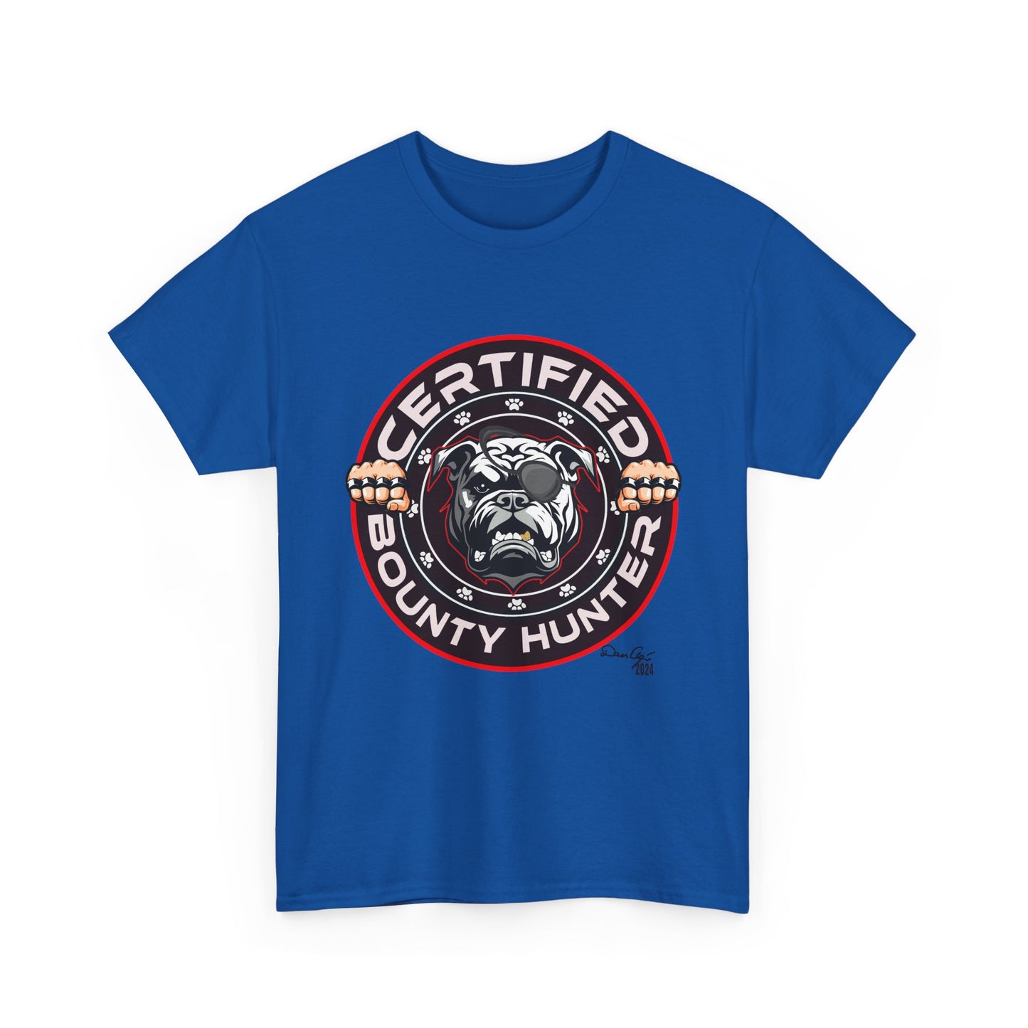 Certified Bounty Hunter, Unisex Heavy Cotton Tee, comedy, bulldog, print design, png, GraphicTees