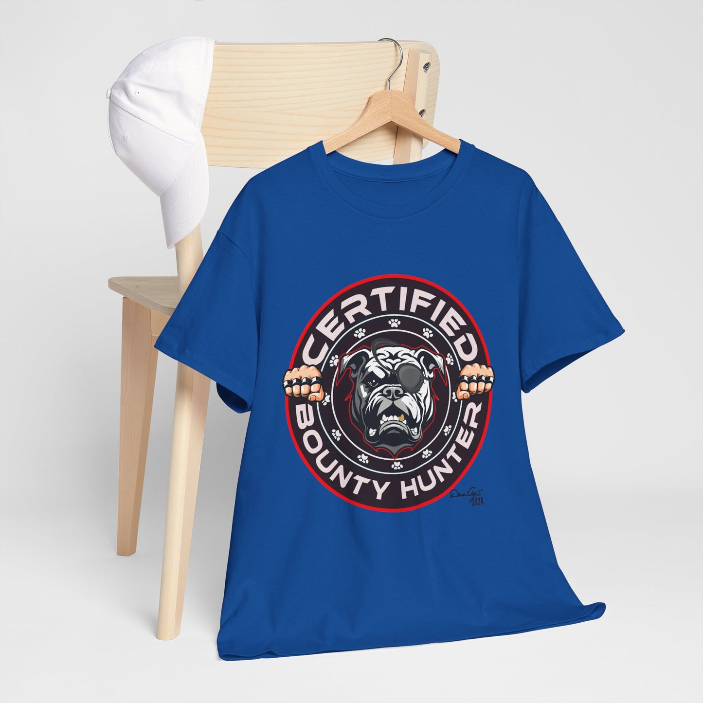 Certified Bounty Hunter, Unisex Heavy Cotton Tee, comedy, bulldog, print design, png, GraphicTees