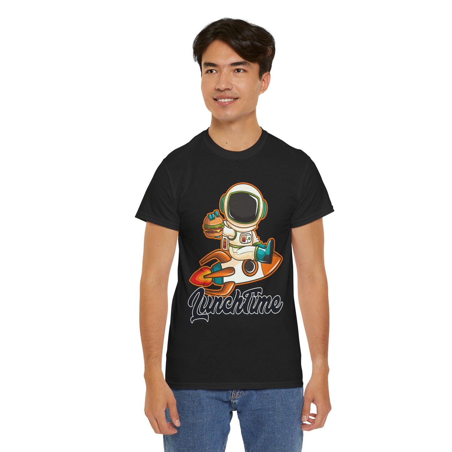 Astronaut Lunchtime Unisex Heavy Cotton Tee - Fun Graphic T-Shirt for Space Lovers, GraphicTees, png, t-shirts, tshirts