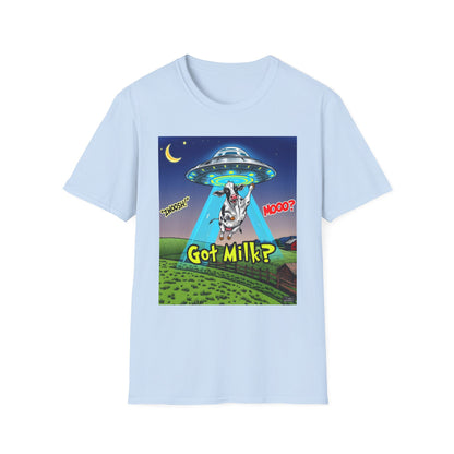 Got Milk? Funny Unisex Softstyle T-Shirt, Humorous Tee, Perfect for Cow Lovers, Milking Day, Farm-themed Gifts, Quirky Apparel, graphic