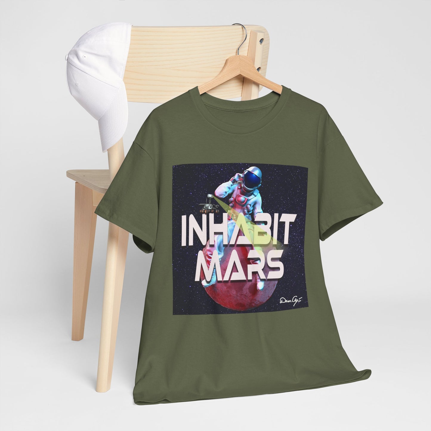 Inhabit Mars, Unisex Heavy Cotton Tee, Space, SpaceX, Universe, UFO, multiverse, graphic design, png, graphic design, t-shirts, tee