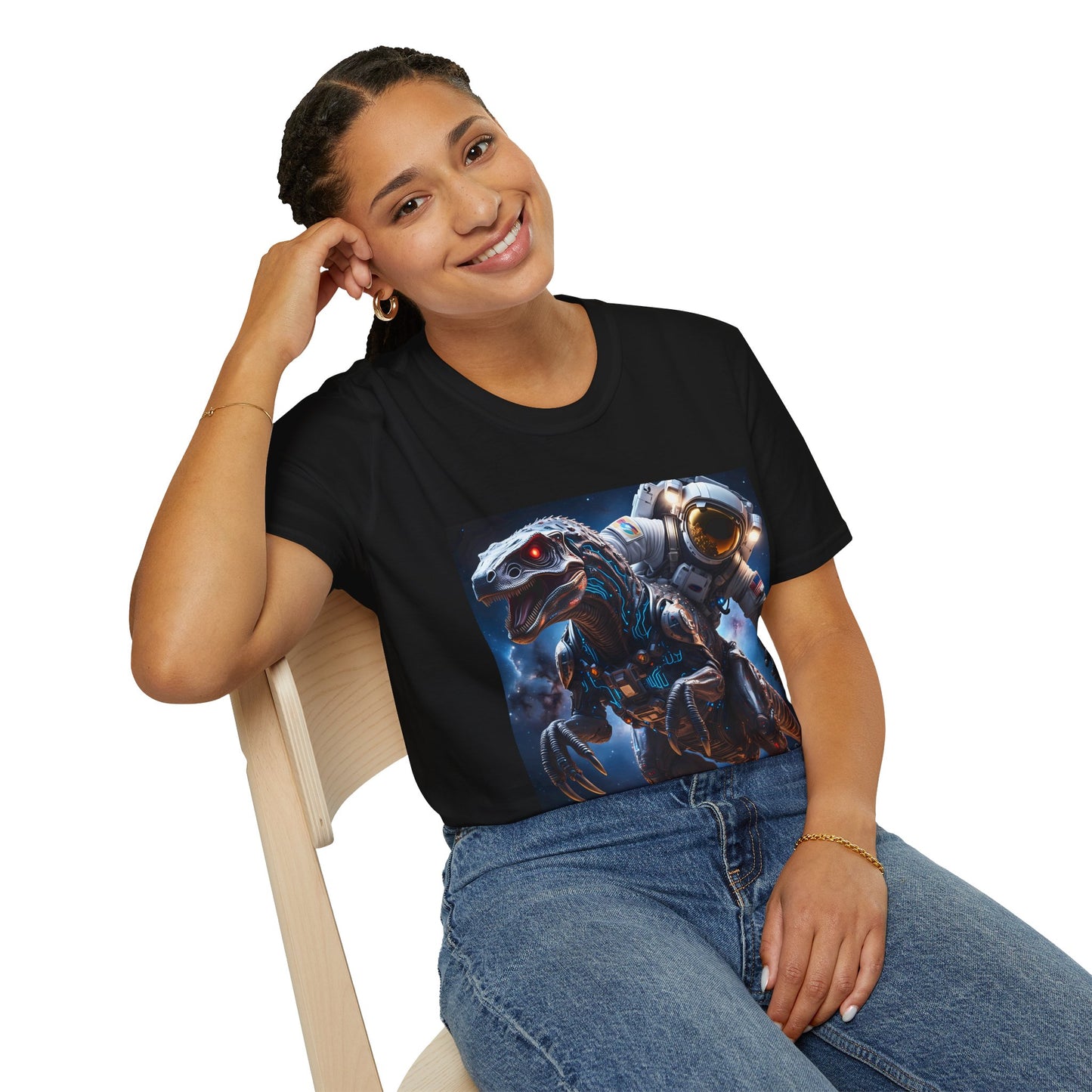 Space Dinosaur Unisex Softstyle T-Shirt, Fun Gift for Kids, Science Fiction Tee, Unique Graphic Shirt, Cool Outfit for Parties, t-shirt, tshirt, png