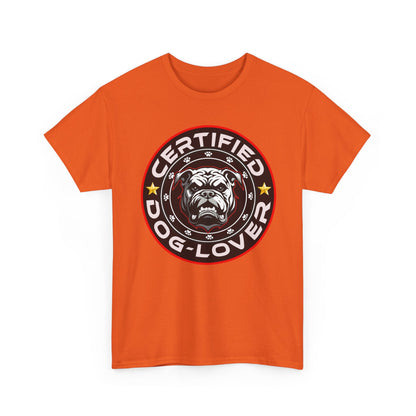 Certified Dog Lover Unisex Tee - Bulldog Print Design, GraphicTees, t-shirt, tshirt, png