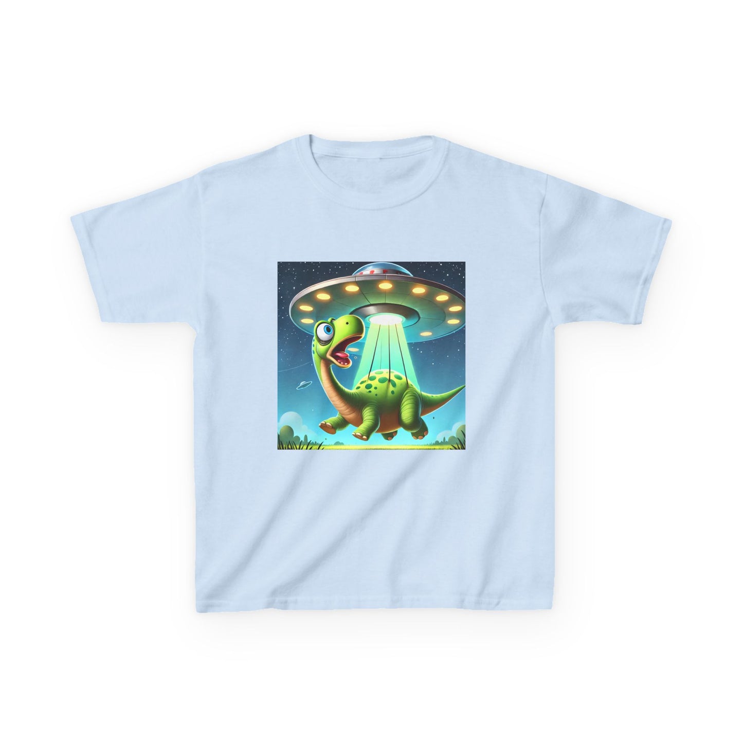 Dinosaur UFO Kids Tee, Fun Graphic Shirt for Boys and Girls, Perfect for Birthdays, Parties, Casual Wear, Gifts, tshirt, t-shirt, png, dino