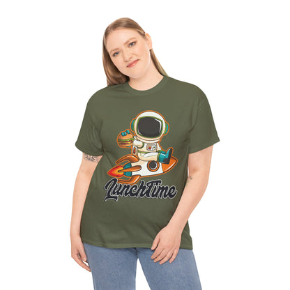 Astronaut Lunchtime Unisex Heavy Cotton Tee - Fun Graphic T-Shirt for Space Lovers, GraphicTees, png, t-shirts, tshirts