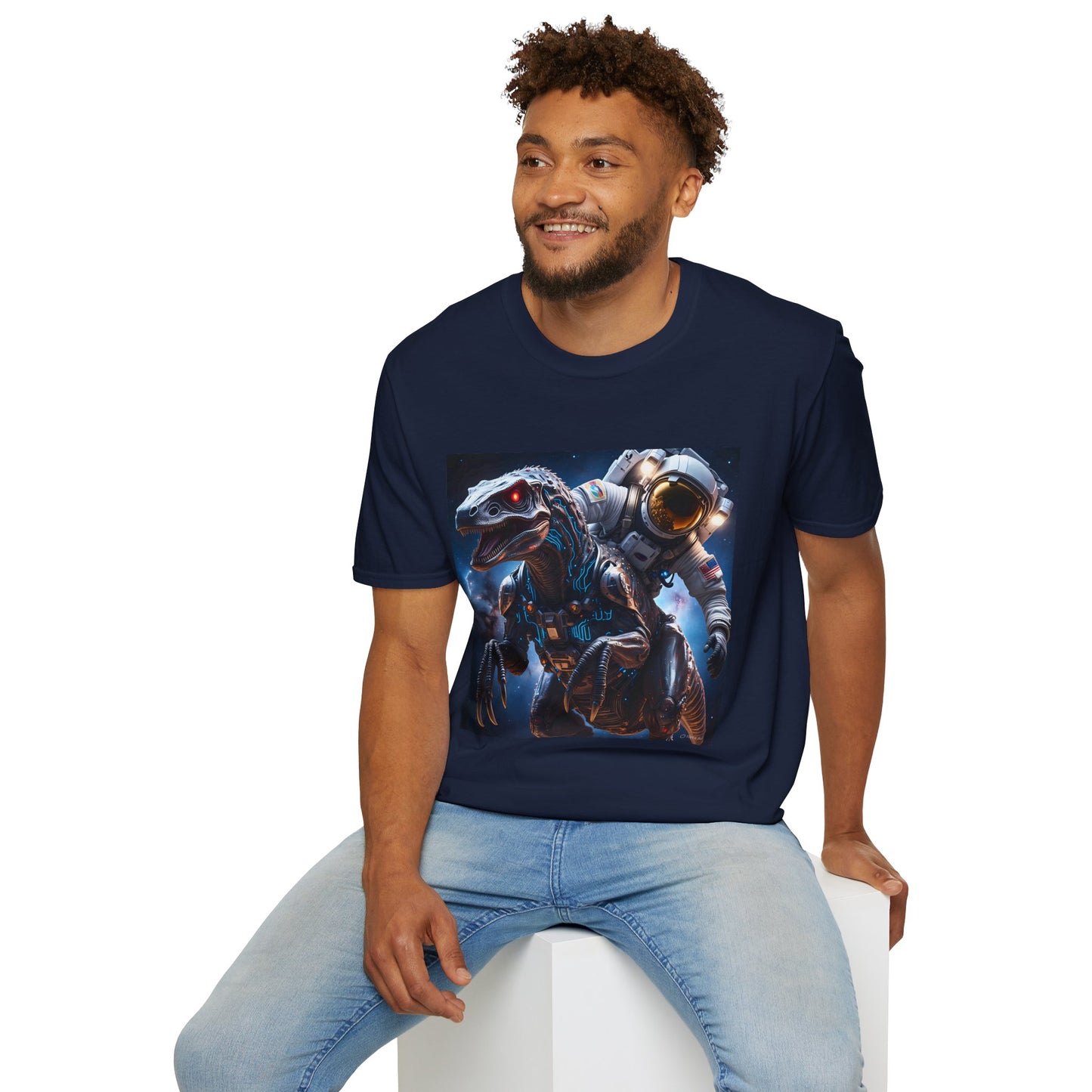 Space Dinosaur Unisex Softstyle T-Shirt, Fun Gift for Kids, Science Fiction Tee, Unique Graphic Shirt, Cool Outfit for Parties, t-shirt, tshirt, png