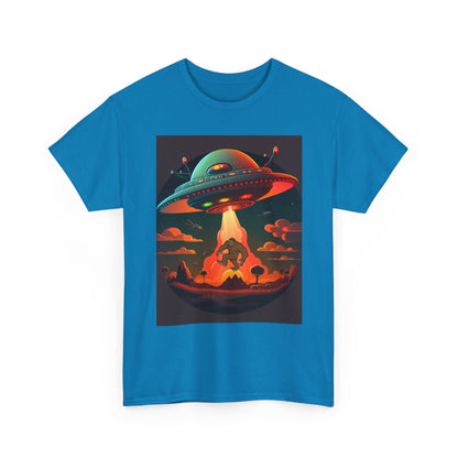 UFO, Bigfoot, Unisex Heavy Cotton Tee, graphic design, t-shirt, t-shirts, tshirts, png