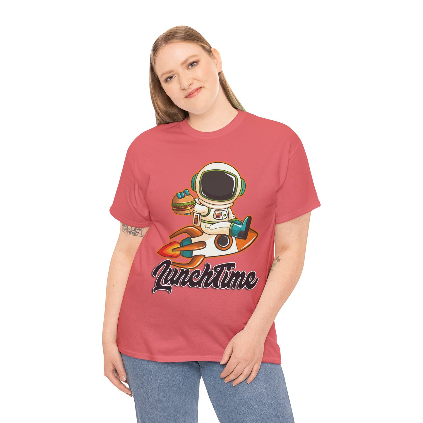 Astronaut Lunchtime Unisex Heavy Cotton Tee - Fun Graphic T-Shirt for Space Lovers, GraphicTees, png, t-shirts, tshirts