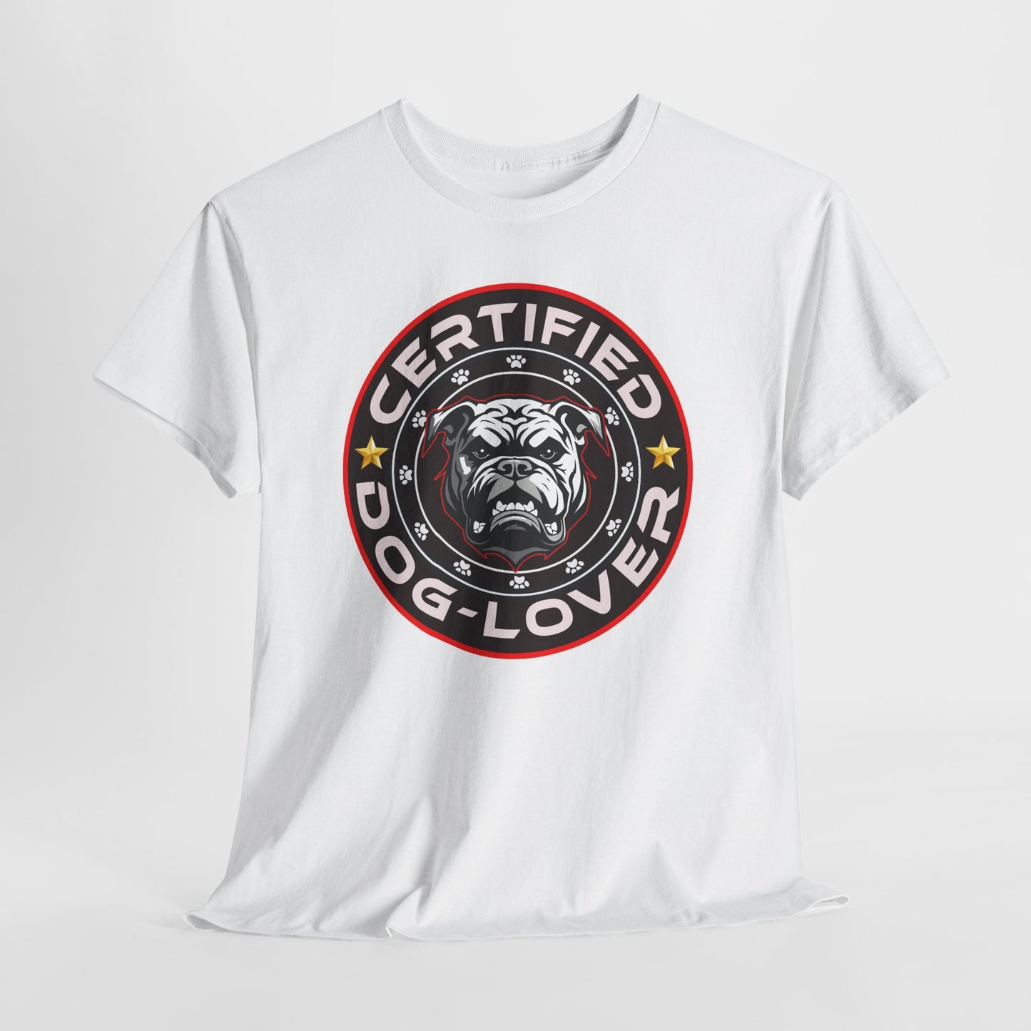 Certified Dog Lover Unisex Tee - Bulldog Print Design, GraphicTees, t-shirt, tshirt, png