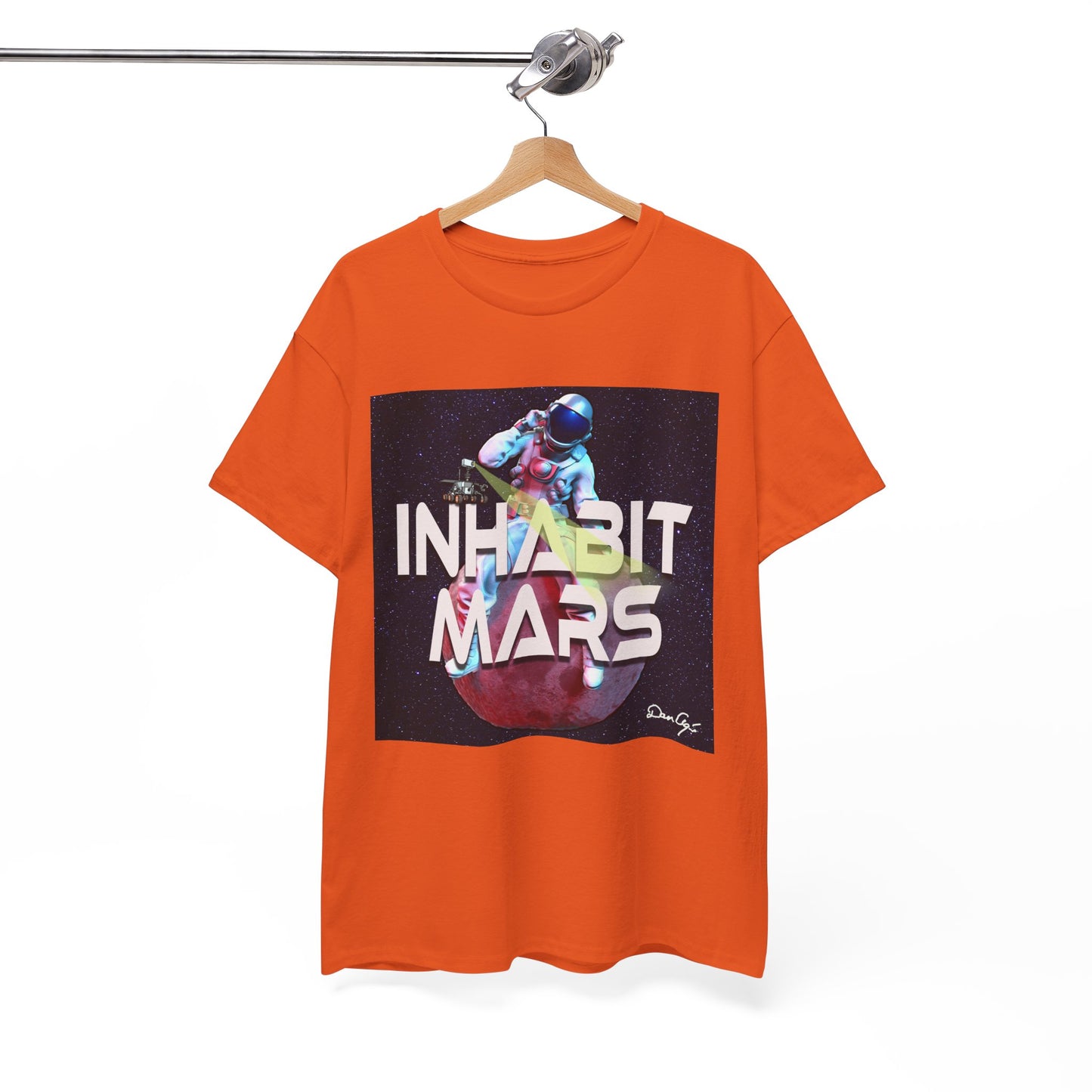 Inhabit Mars, Unisex Heavy Cotton Tee, Space, SpaceX, Universe, UFO, multiverse, graphic design, png, graphic design, t-shirts, tee