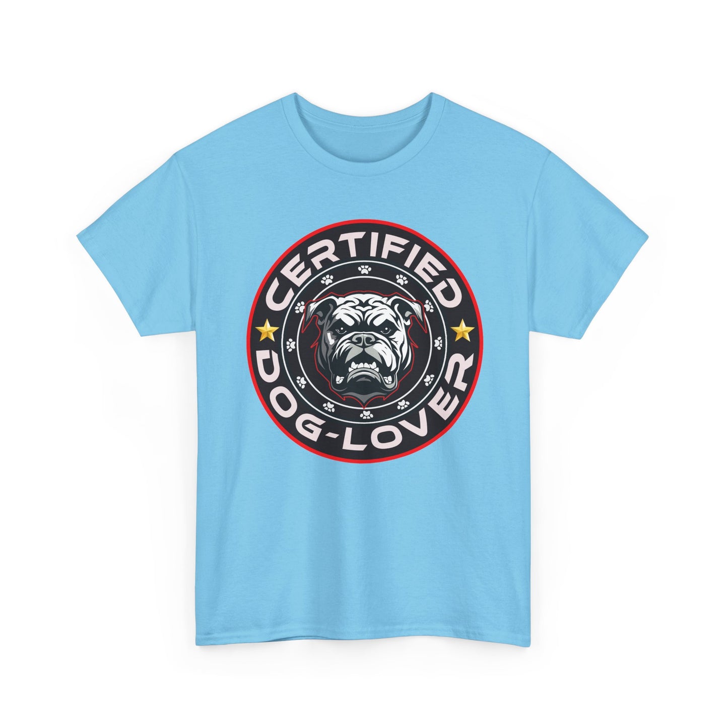Certified Dog Lover Unisex Tee - Bulldog Print Design, GraphicTees, t-shirt, tshirt, png