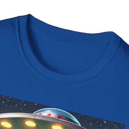 Cute Alien Dinosaur Unisex T-Shirt, Fun Graphic Tee, Kids & Adults, Space Theme, Playful Gift Idea, Birthday, Casual Wear