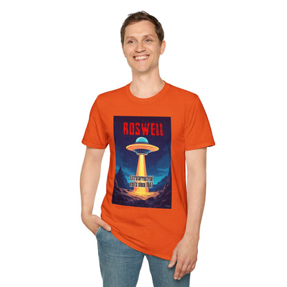 Roswell Alien Encounter Unisex T-Shirt, Retro Space UFO Tee, Sci-Fi Lovers Gift, Convention Wear, Extraterrestrial Tee, graphic design, png