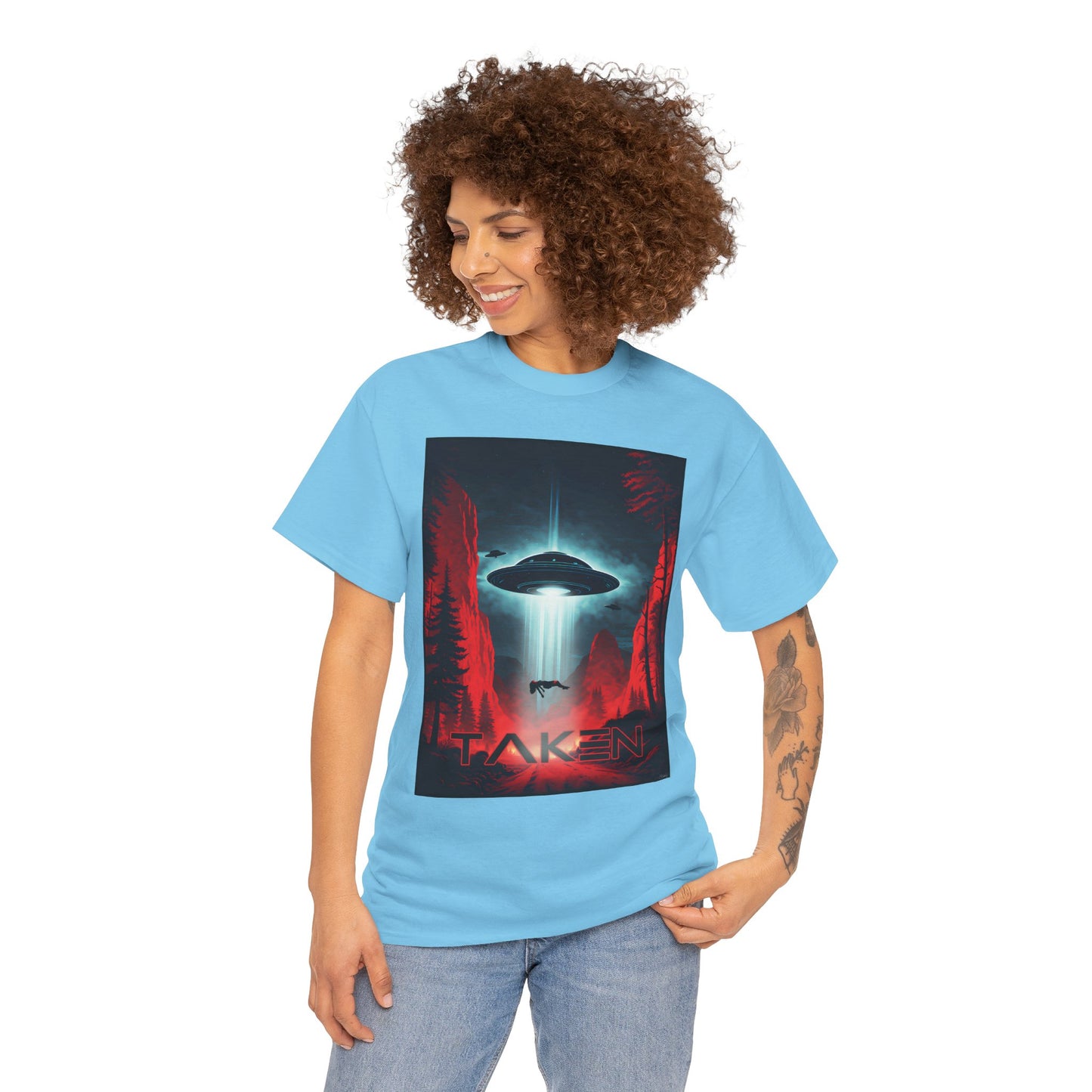 Taken, Unisex Heavy Cotton Tee, UFO inspired t-shirt, graphic design, art, png, t-shirts, tshirts, tee