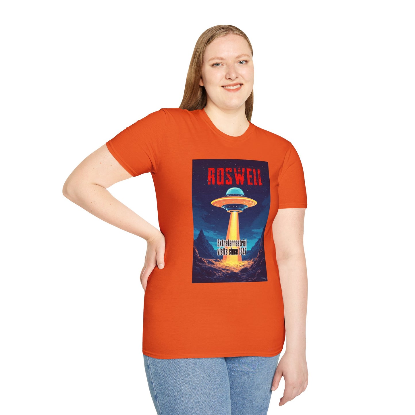 Roswell Alien Encounter Unisex T-Shirt, Retro Space UFO Tee, Sci-Fi Lovers Gift, Convention Wear, Extraterrestrial Tee, graphic design, png
