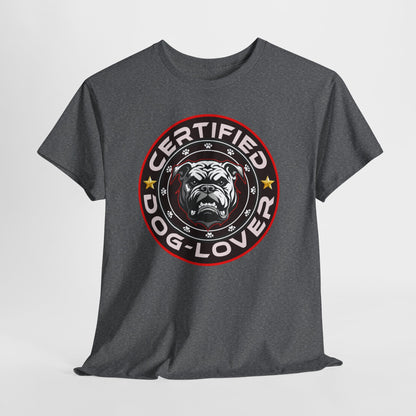 Certified Dog Lover Unisex Tee - Bulldog Print Design, GraphicTees, t-shirt, tshirt, png
