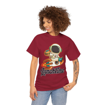 Astronaut Lunchtime Unisex Heavy Cotton Tee - Fun Graphic T-Shirt for Space Lovers, GraphicTees, png, t-shirts, tshirts