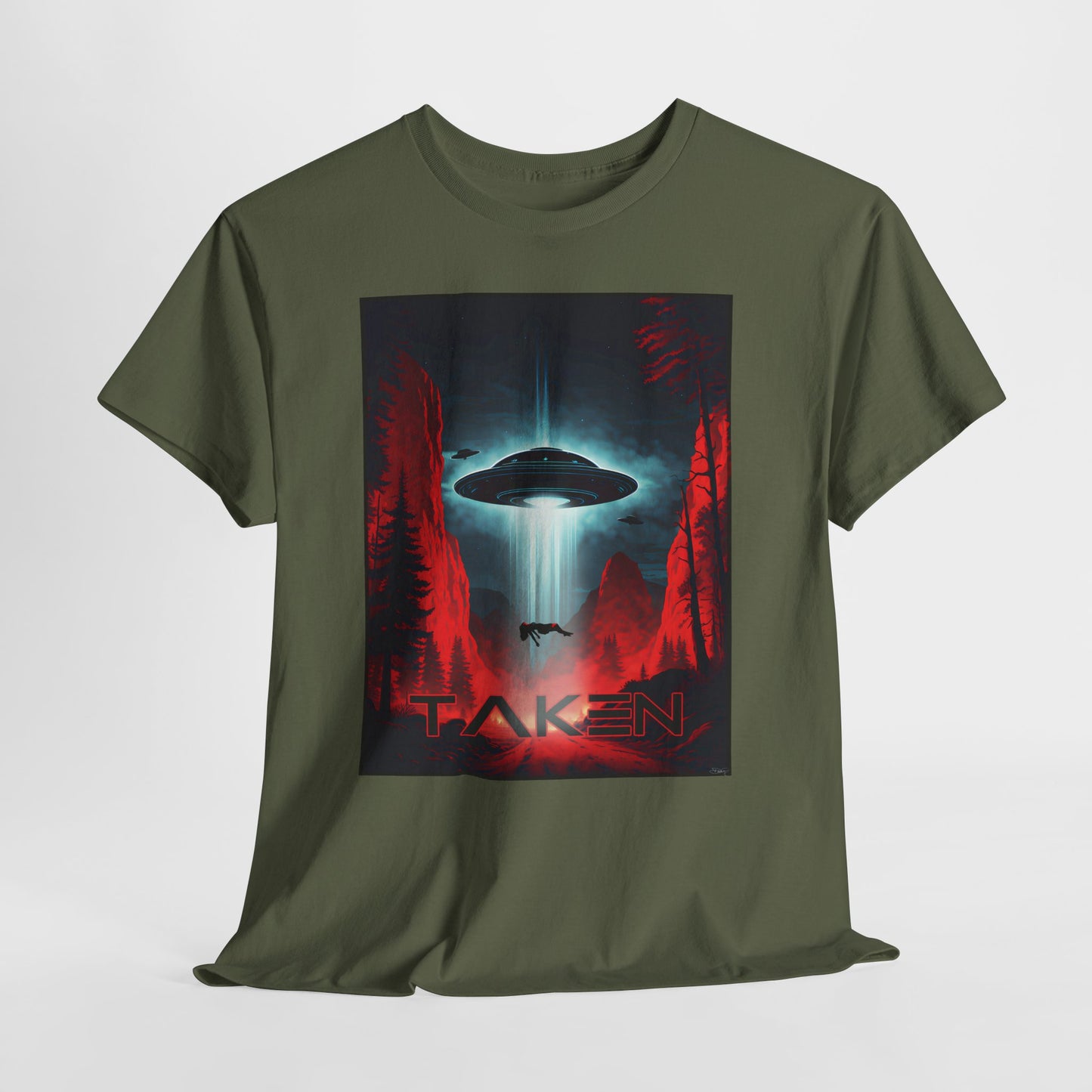 Taken, Unisex Heavy Cotton Tee, UFO inspired t-shirt, graphic design, art, png, t-shirts, tshirts, tee