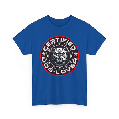 Certified Dog Lover Unisex Tee - Bulldog Print Design, GraphicTees, t-shirt, tshirt, png