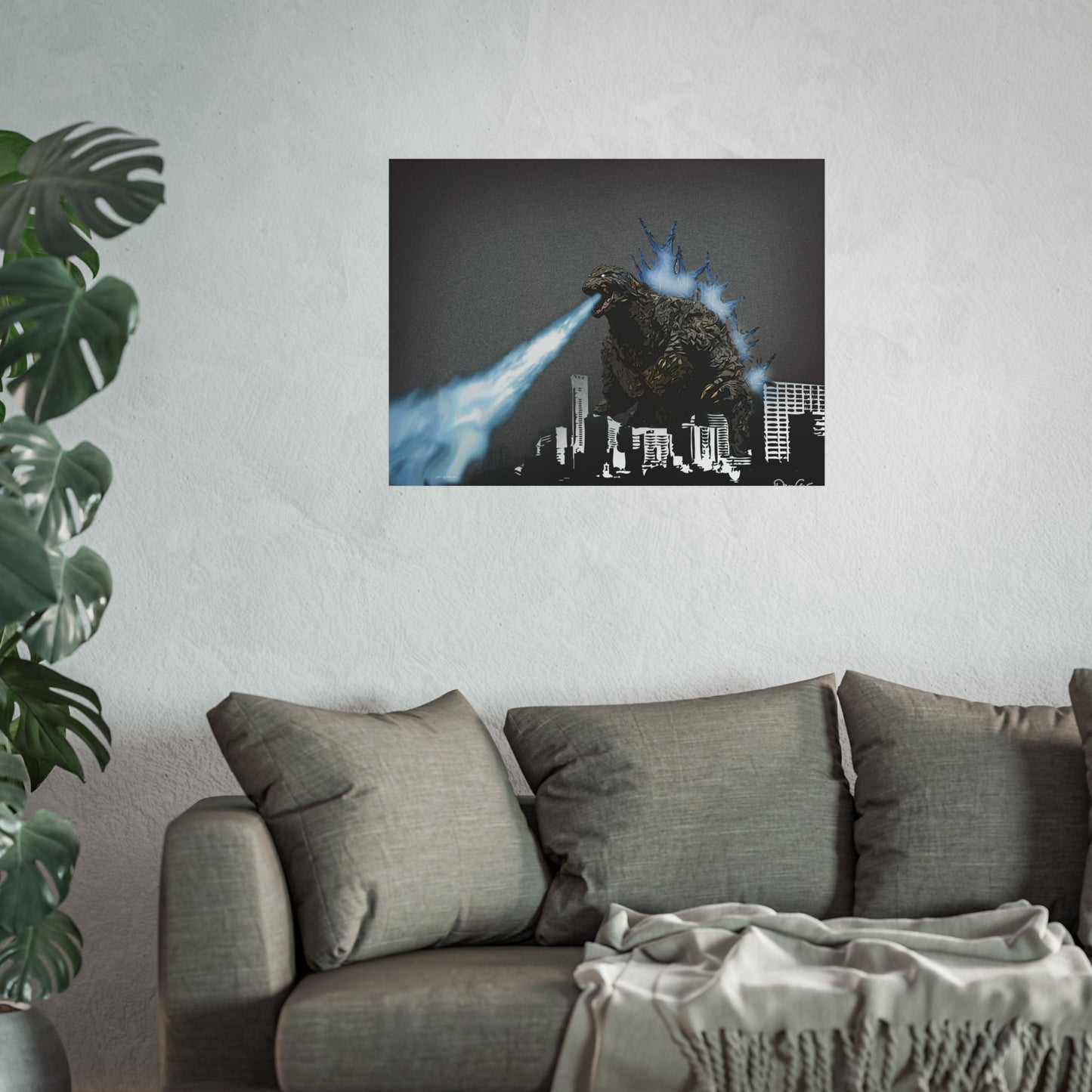 Godzilla Minus One, Fine Art Posters, Godzilla movie rendition, monsters, movies, posters, canvas, fine art, graphic design, png, CanvasPrints