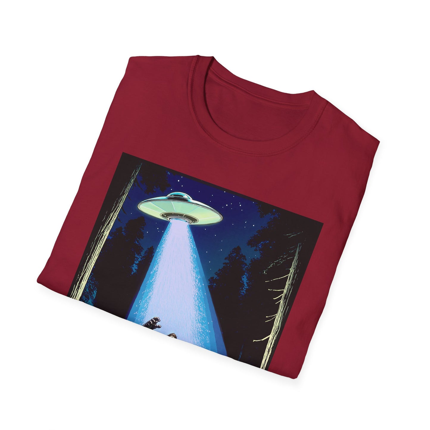 Bigfoot Probe Unisex Softstyle T-Shirt - Fun UFO Graphic Tee, Perfect Gift, Halloween, Nerd Culture, Outdoors, Alien, Graphic tees, t-shirts, Graphic design, t-shirts, tees