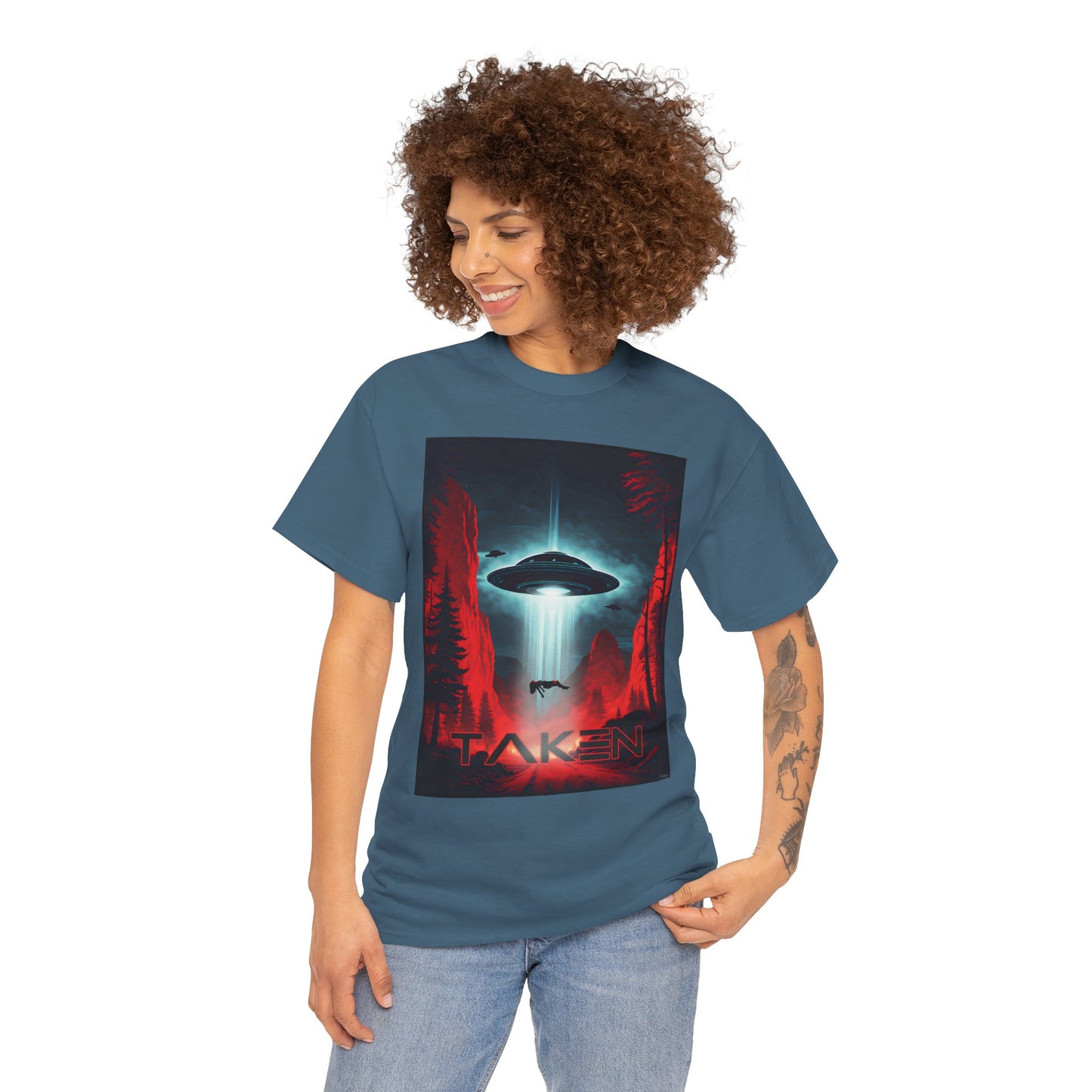 Taken, Unisex Heavy Cotton Tee, UFO inspired t-shirt, graphic design, art, png, t-shirts, tshirts, tee
