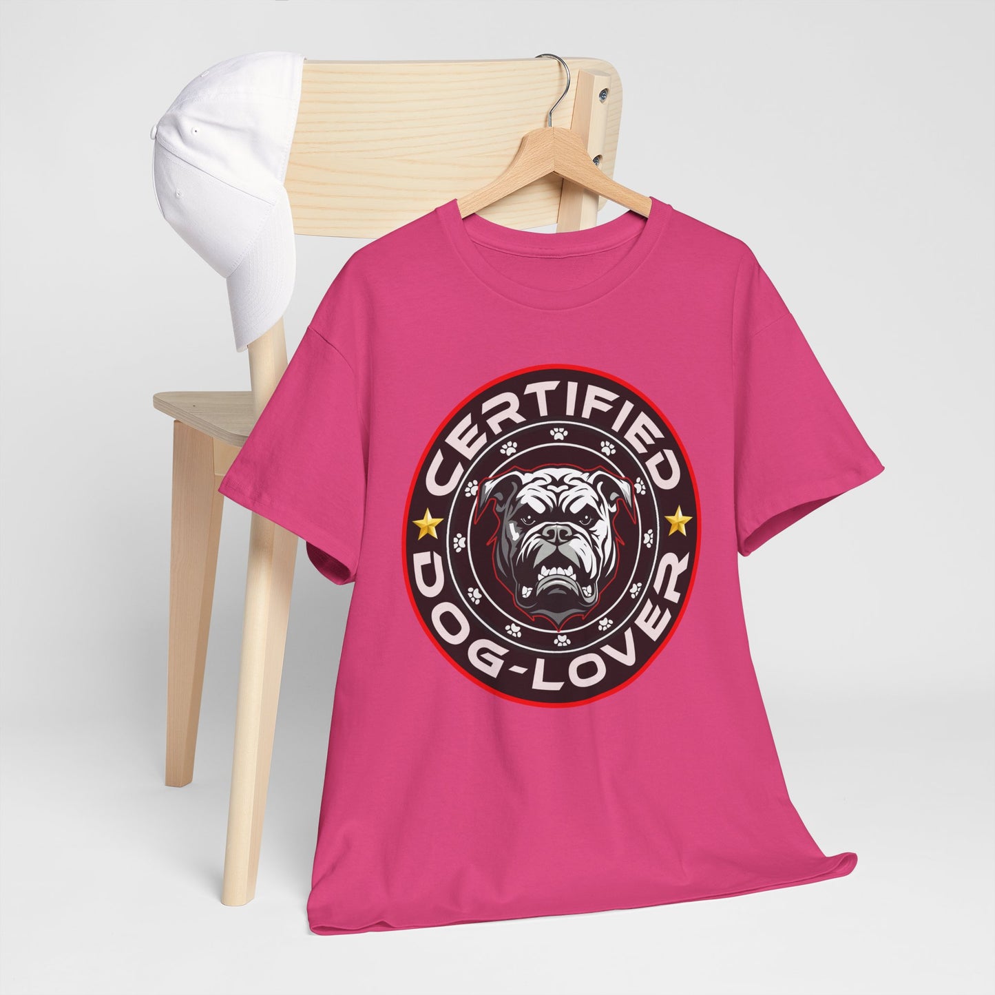 Certified Dog Lover Unisex Tee - Bulldog Print Design, GraphicTees, t-shirt, tshirt, png