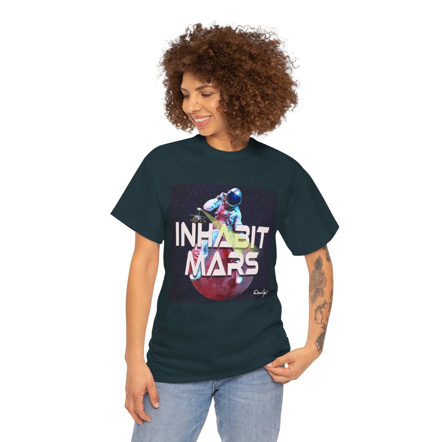 Inhabit Mars, Unisex Heavy Cotton Tee, Space, SpaceX, Universe, UFO, multiverse, graphic design, png, graphic design, t-shirts, tee
