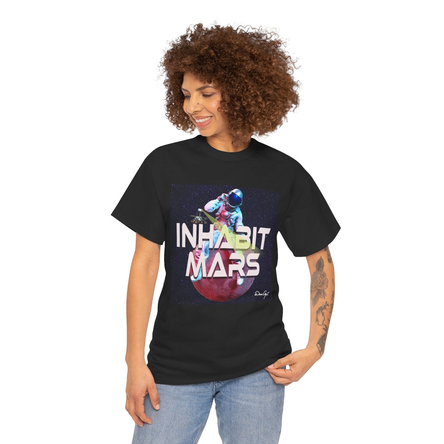 Inhabit Mars, Unisex Heavy Cotton Tee, Space, SpaceX, Universe, UFO, multiverse, graphic design, png, graphic design, t-shirts, tee