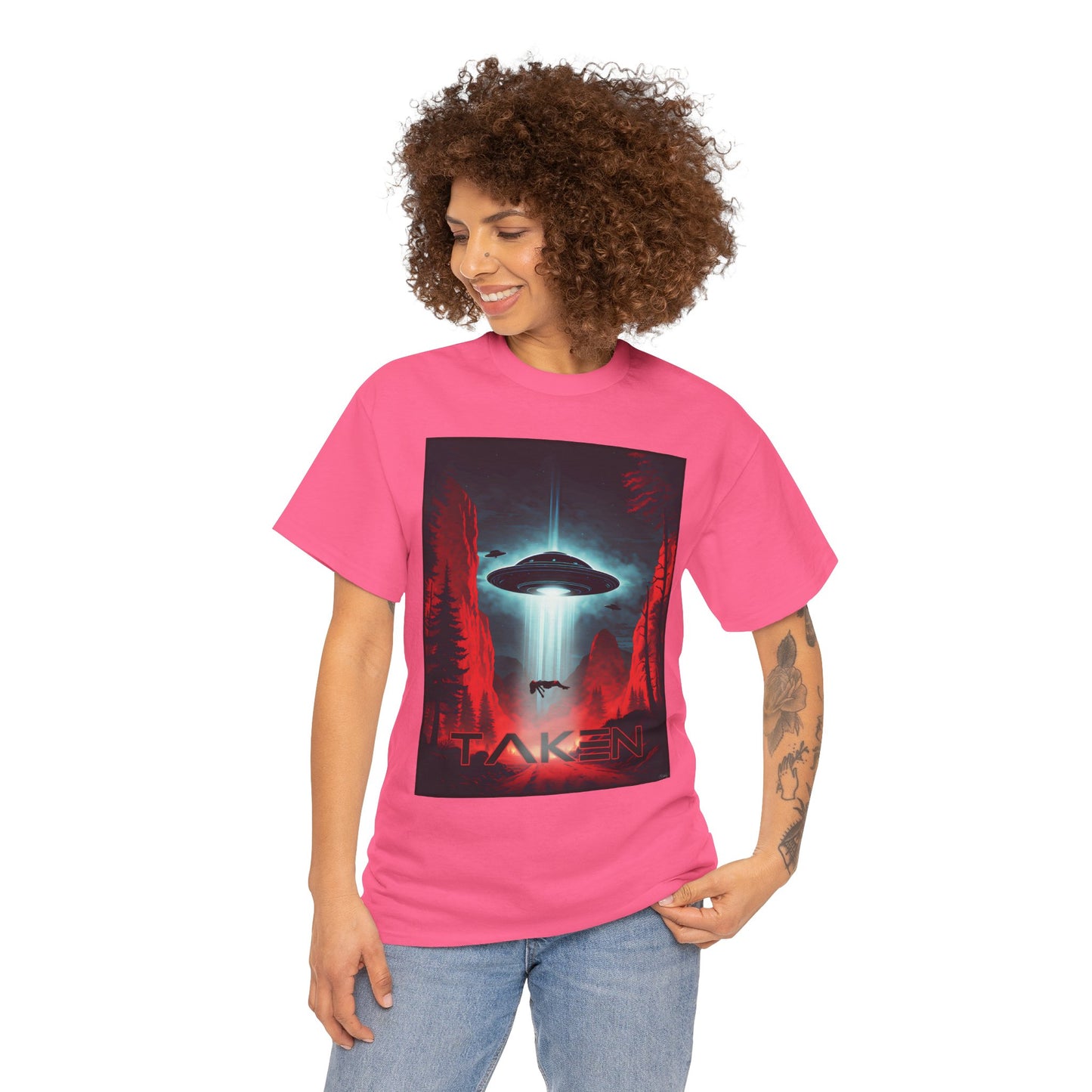 Taken, Unisex Heavy Cotton Tee, UFO inspired t-shirt, graphic design, art, png, t-shirts, tshirts, tee