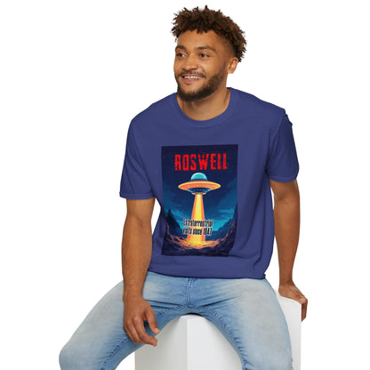 Roswell Alien Encounter Unisex T-Shirt, Retro Space UFO Tee, Sci-Fi Lovers Gift, Convention Wear, Extraterrestrial Tee, graphic design, png
